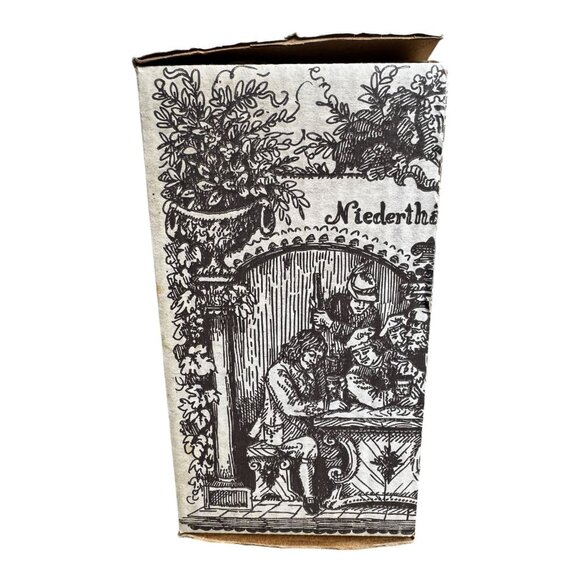 Vtg Amber Glass Römer Humpen Vase Lion Head & Bear Paw Motifs MCM Original Box - Picture 10 of 14